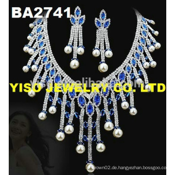 Mode übergroße Perle und Kristall Halskette